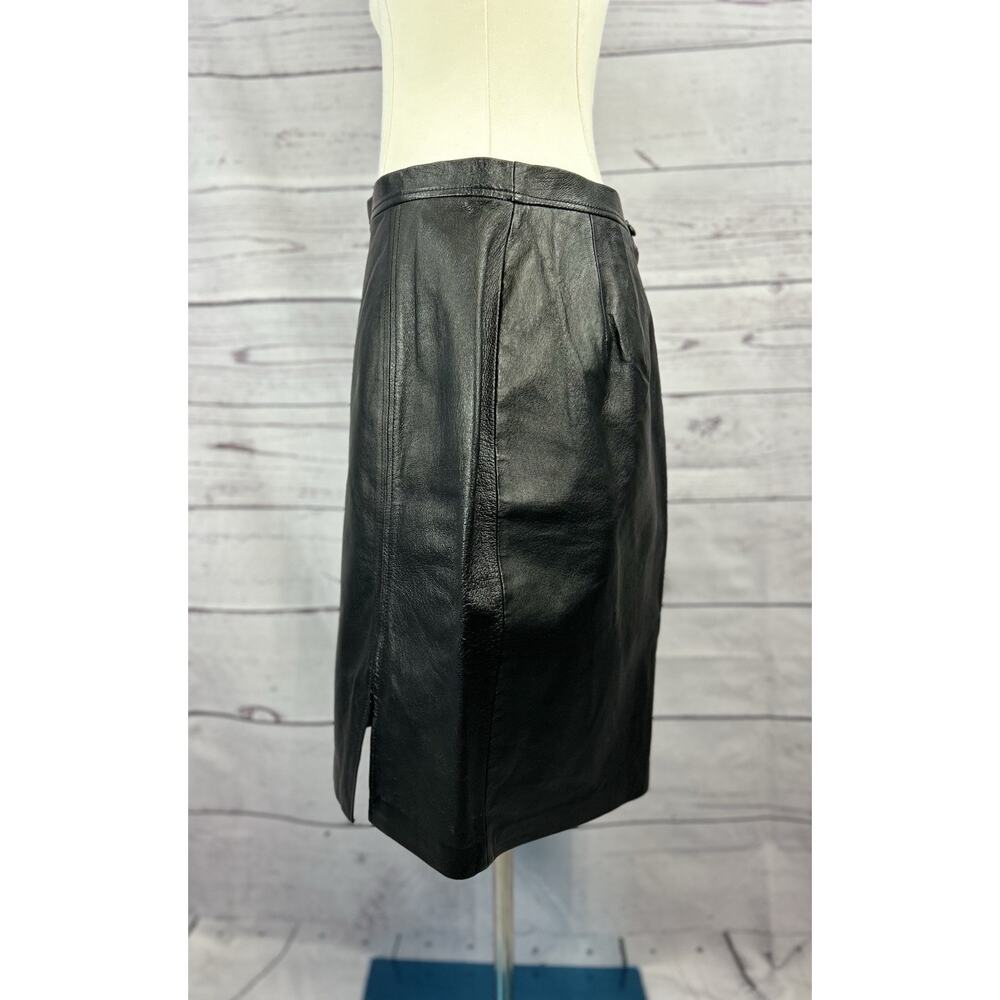 Vintage Forenza Women’s Black Genuine Leather Pencil Skirt Size 12 - Picture 3 of 5